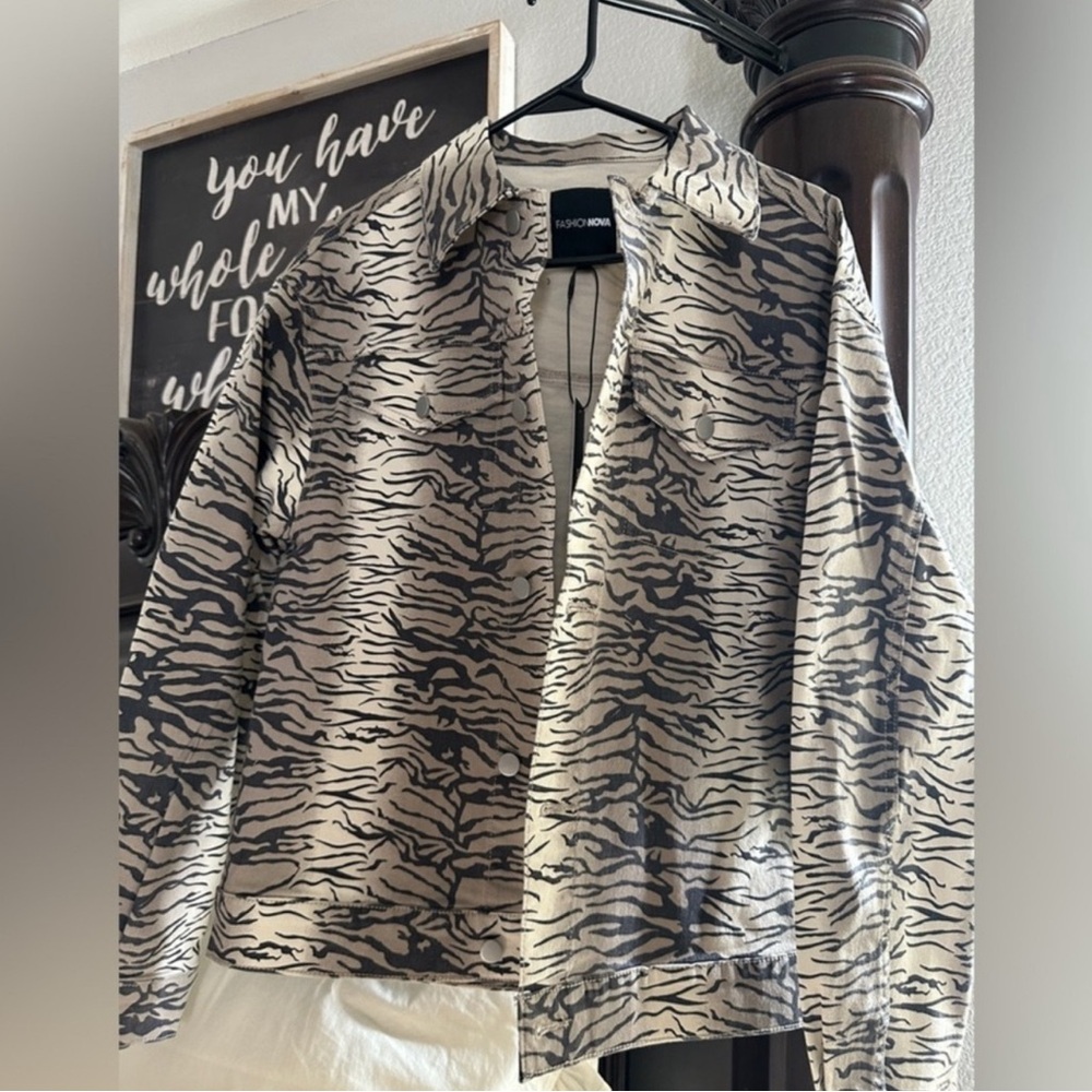 Denim zebra jacket oversized